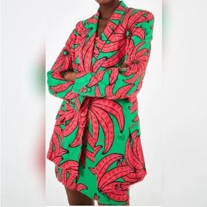 Farm Rio Pink and Green Banana Pitta Blazer